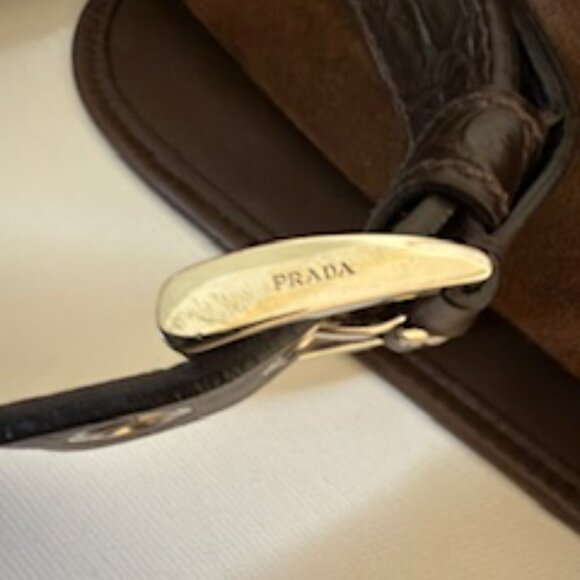 Prada Suede brown with alligator straps, messenger, shoulder bag, vintage - Picture 15 of 16